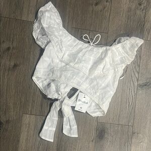 White Ruffled Crop Top